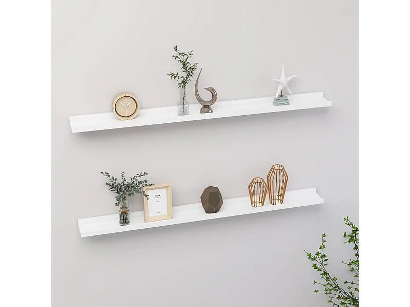 Étagères murales 2 pcs Blanc 100x9x3 cm OFR73976 BonneVie Meuble