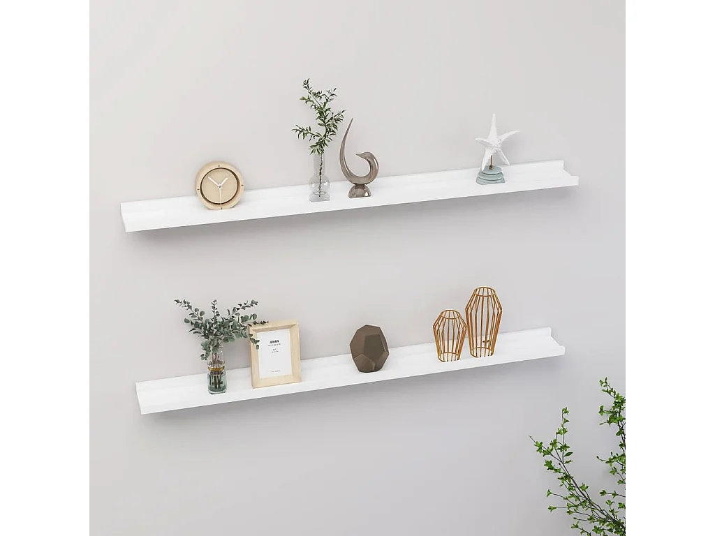 Étagères murales 2 pcs Blanc 100x9x3 cm OFR73976 BonneVie Meuble