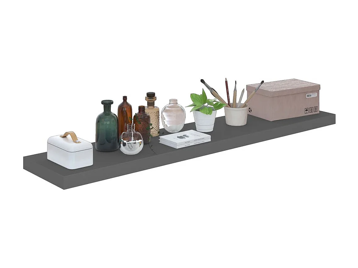 Wandschappen zwevend 4 st 120x23,5x3,8 cm MDF hoogglans grijs NL807112