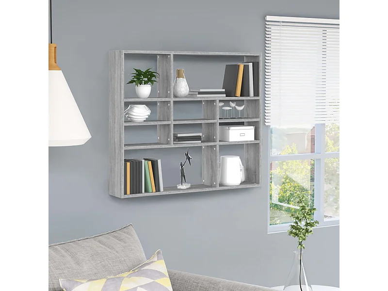Étagère murale Sonoma gris 90x16x78 cm Bois ingénierie OFR55921 BonneVie Meuble