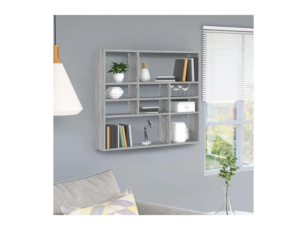 Étagère murale Sonoma gris 90x16x78 cm Bois ingénierie OFR55921 BonneVie Meuble
