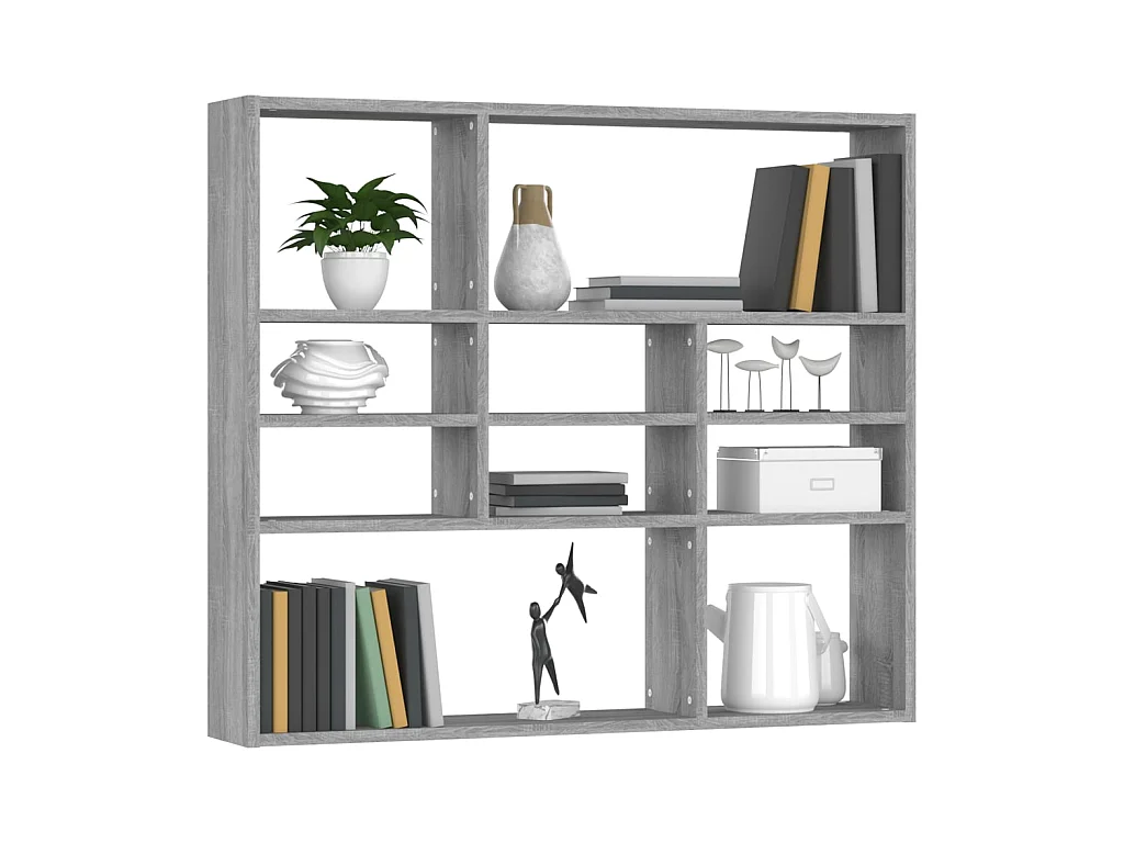 Wandschap 90x16x78 cm bewerkt hout grijs sonoma eikenkleurig NL572653