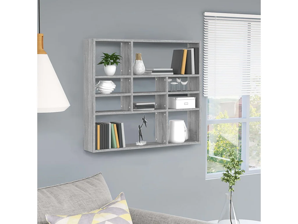 Étagère murale Sonoma gris 90x16x78 cm Bois ingénierie OFR55921 BonneVie Meuble