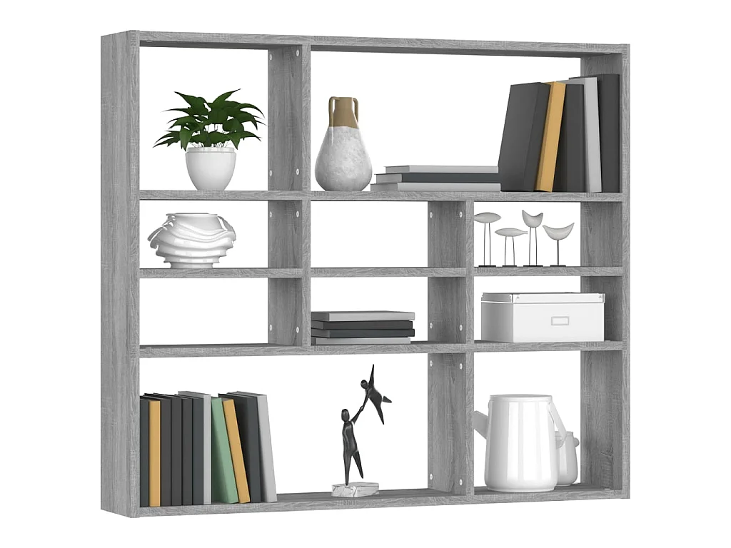 Étagère murale Sonoma gris 90x16x78 cm Bois ingénierie OFR55921 BonneVie Meuble