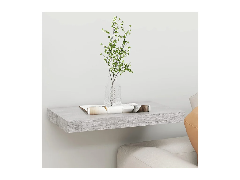 Étagère murale murale gris béton 50x23x3,8 cm MDF OFR70976 BonneVie Meuble