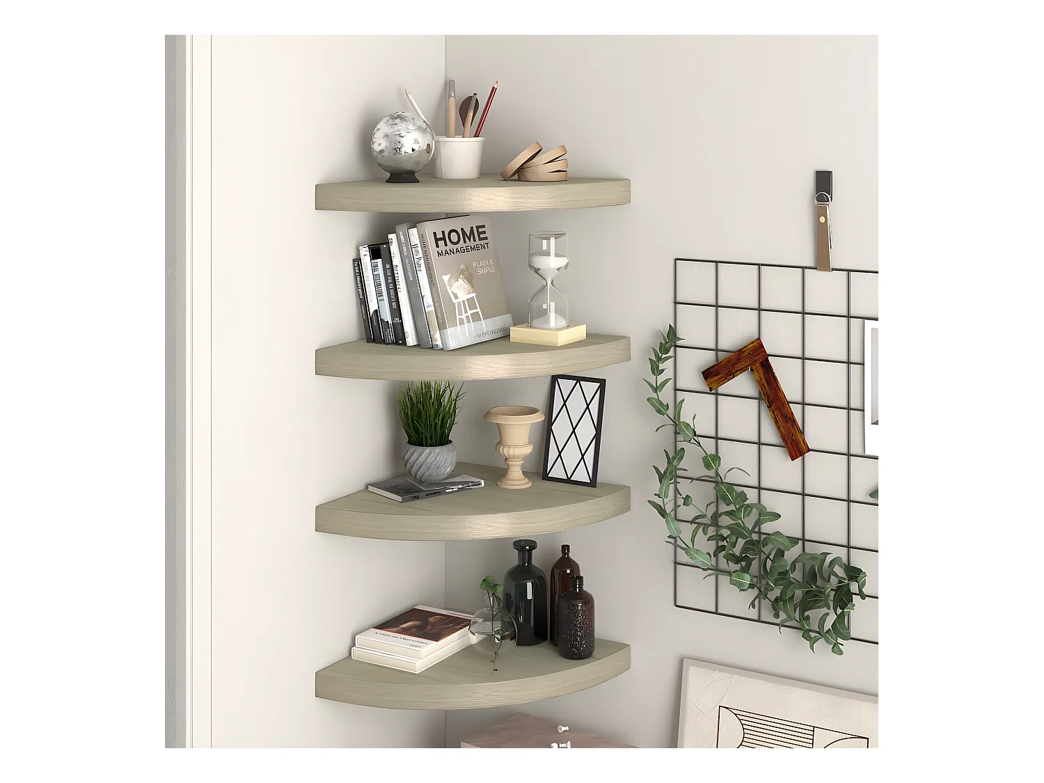 Étagères d'angle murales 4 pcs chêne 35x35x3,8 cm MDF OFR71754 BonneVie Meuble