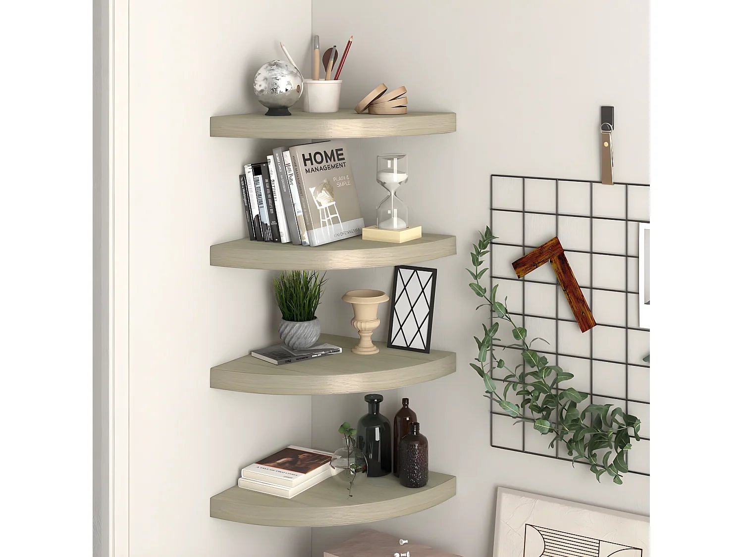 Étagères d'angle murales 4 pcs chêne 35x35x3,8 cm MDF OFR71754 BonneVie Meuble