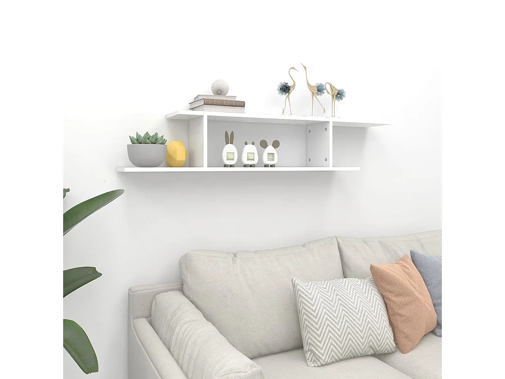 Étagère TV murale Blanc 125x18x23 cm Aggloméré OFR69073 BonneVie Meuble