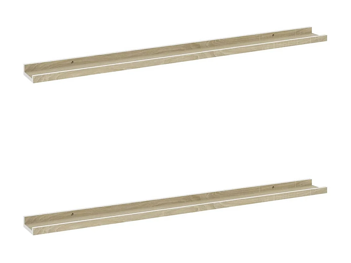Étagères murales 2 pcs blanc et chêne sonoma 100x9x3 cm OFR54358 BonneVie Meuble