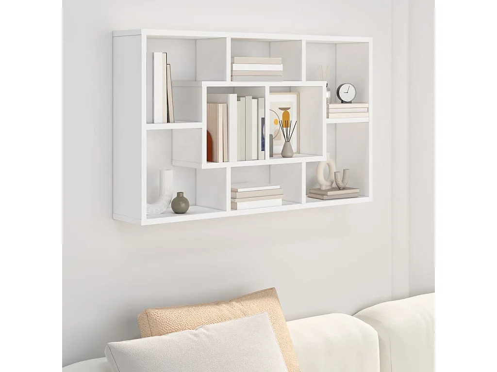 Étagère murale Blanc 85x16x52,5 cm Bois d'ingénierie SAS3808 BonneVie Meuble