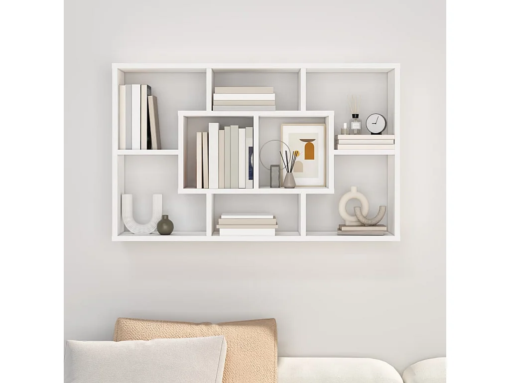 Étagère murale Blanc 85x16x52,5 cm Bois d'ingénierie SAS3808 BonneVie Meuble