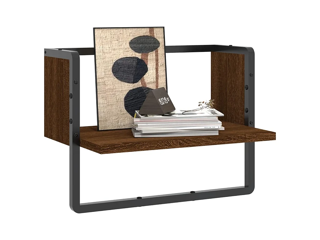 Étagère murale avec barre chêne marron 40x25x30 cm OFR34296 BonneVie Meuble