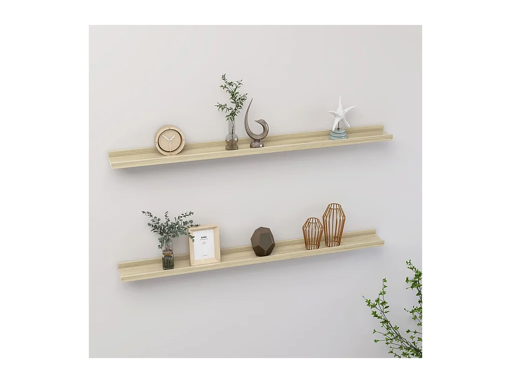 Étagères murales 2 pcs chêne sonoma 100x9x3 cm OFR36482 BonneVie Meuble