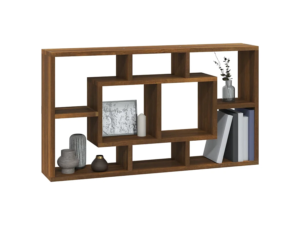 Étagère murale | Étagère murale | Support mural stable, pour Salon 8 compartiments Chêne marron SDD27813 BonneVie Meuble