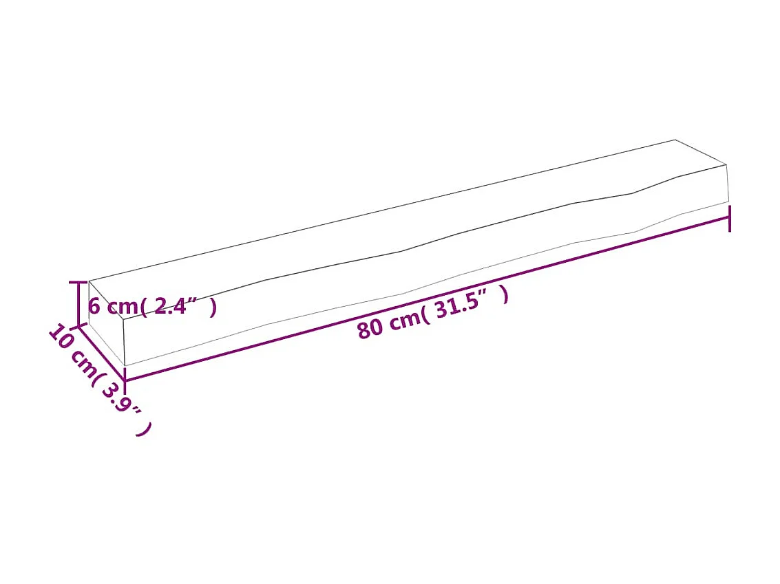Wandschap 80x10x6 cm onbehandeld massief eikenhout NL675477