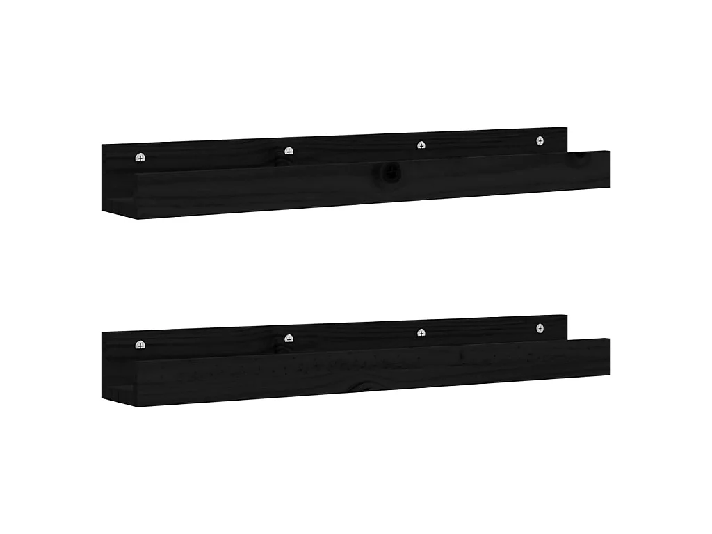 Prateleiras de parede 2 pcs 80x12x9 cm pinho maciço preto PT417735