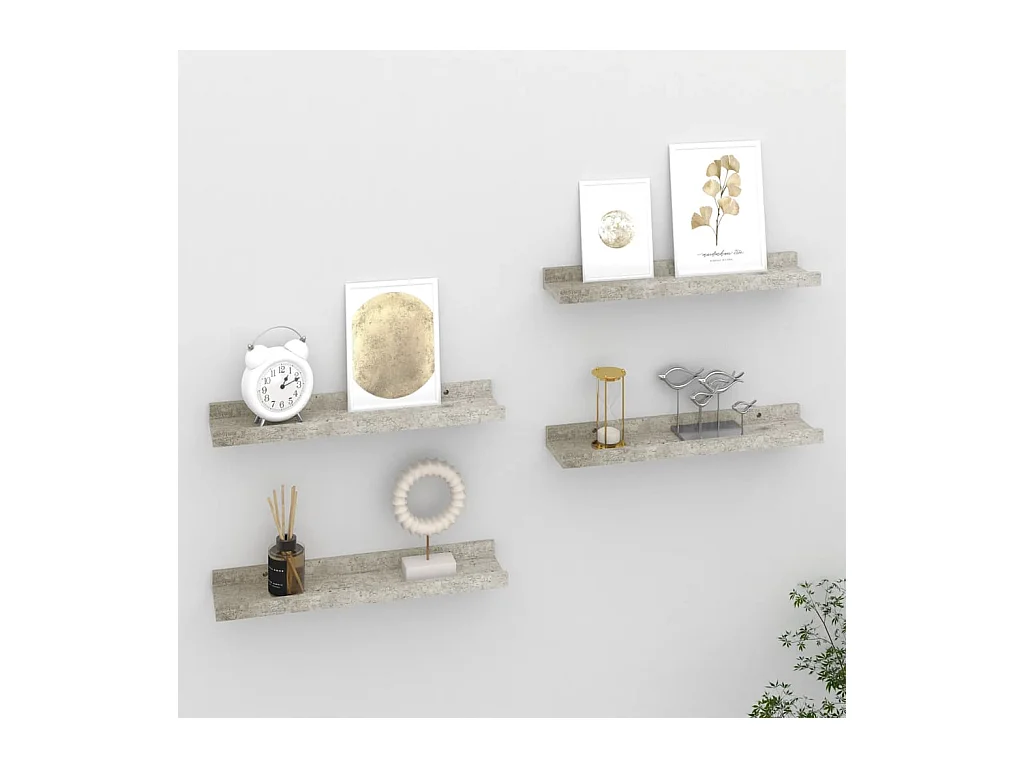 Étagères murales 4 pcs Gris béton 40x9x3 cm OFR94598 BonneVie Meuble