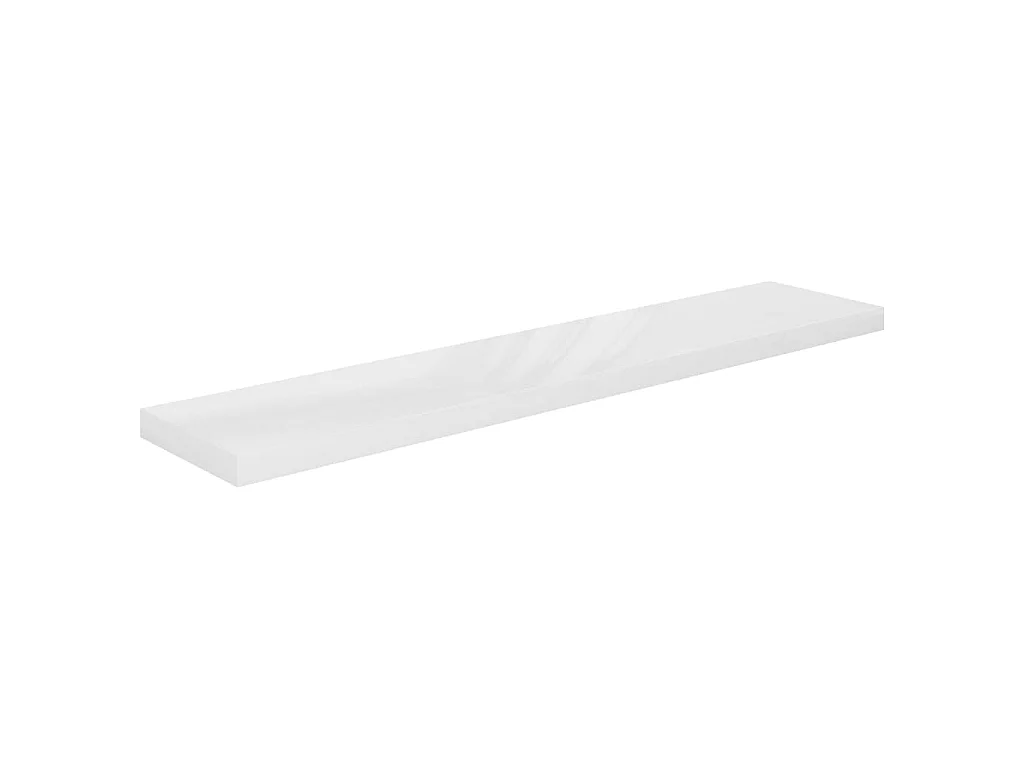 Étagère murale murale 2pcs Blanc brillant 120x23,5x3,8cm MDF OFR38389 BonneVie Meuble