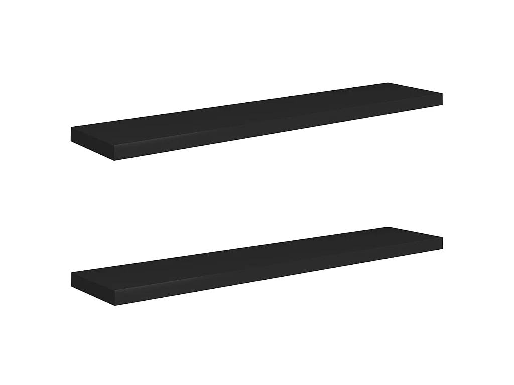 Estantes de pared de pared 2 uds MDF negro 120x23,5x3,8 cm ES38388