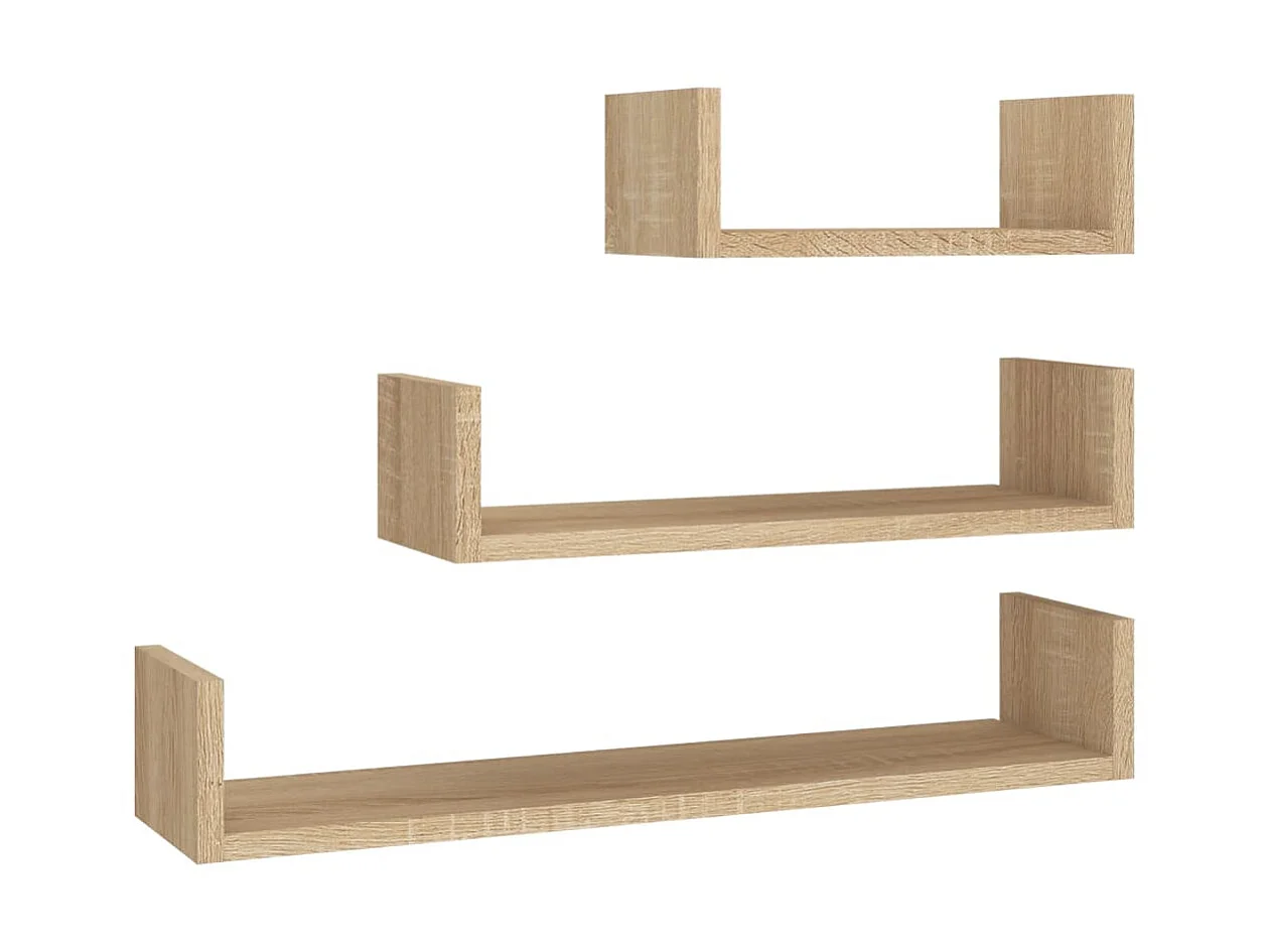 Étagères murales 3 pcs Chêne sonoma Aggloméré OFR28066 BonneVie Meuble