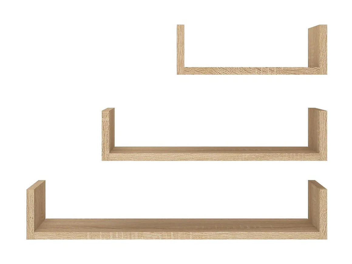Étagères murales 3 pcs Chêne sonoma Aggloméré OFR28066 BonneVie Meuble