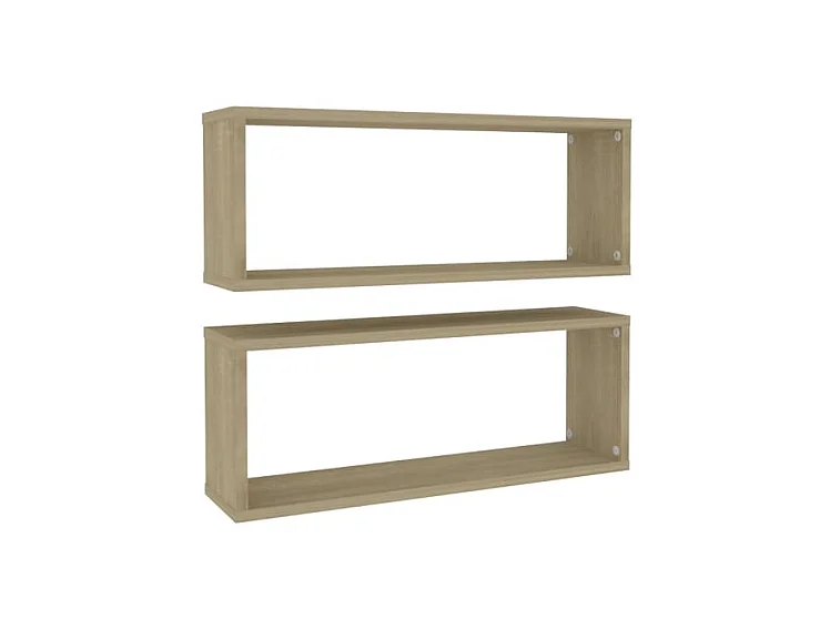 Étagères cube murales 2 pcs Chêne sonoma 60x15x23 cm Aggloméré OFR54345 BonneVie Meuble