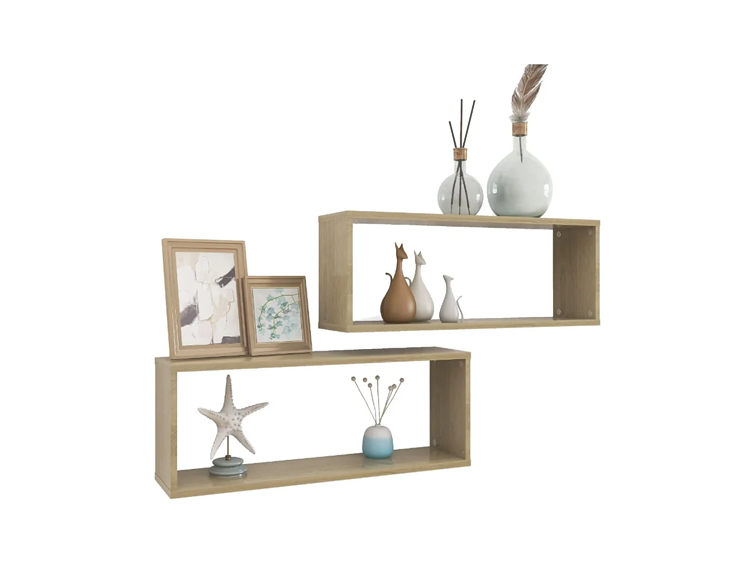 Étagères cube murales 2 pcs Chêne sonoma 60x15x23 cm Aggloméré OFR54345 BonneVie Meuble