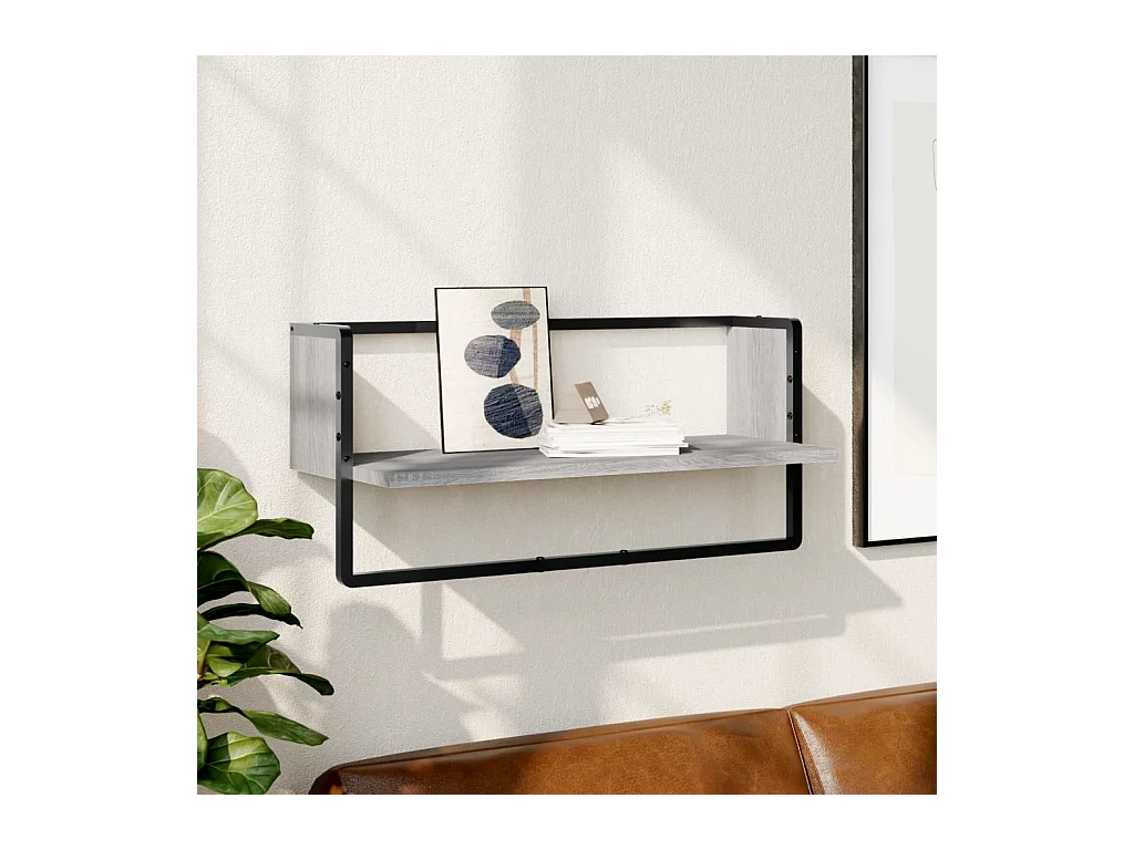 Étagère murale avec barre sonoma gris 65x25x30 cm OFR59801 BonneVie Meuble