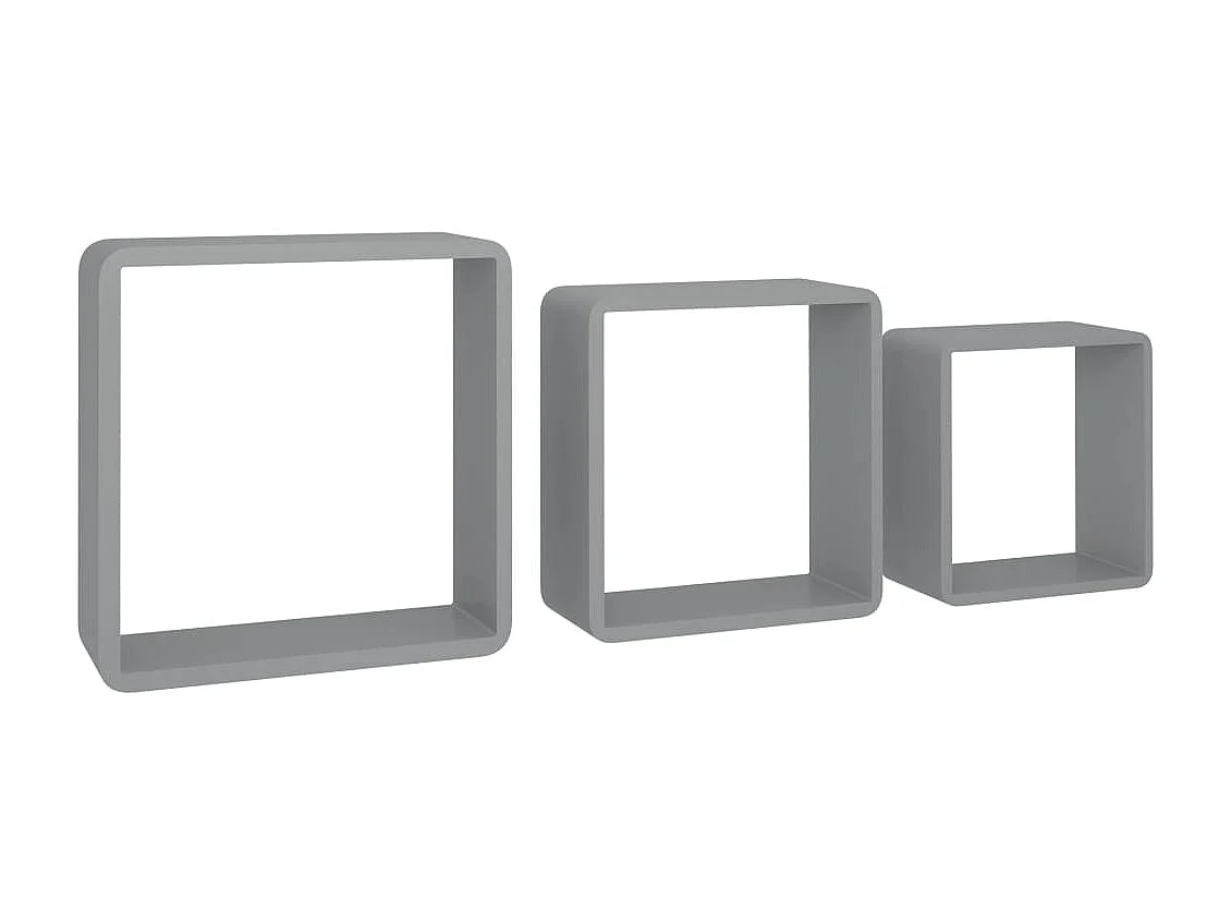 Étagères murales sous forme de cube 3 pcs Gris MDF OFR84495 BonneVie Meuble