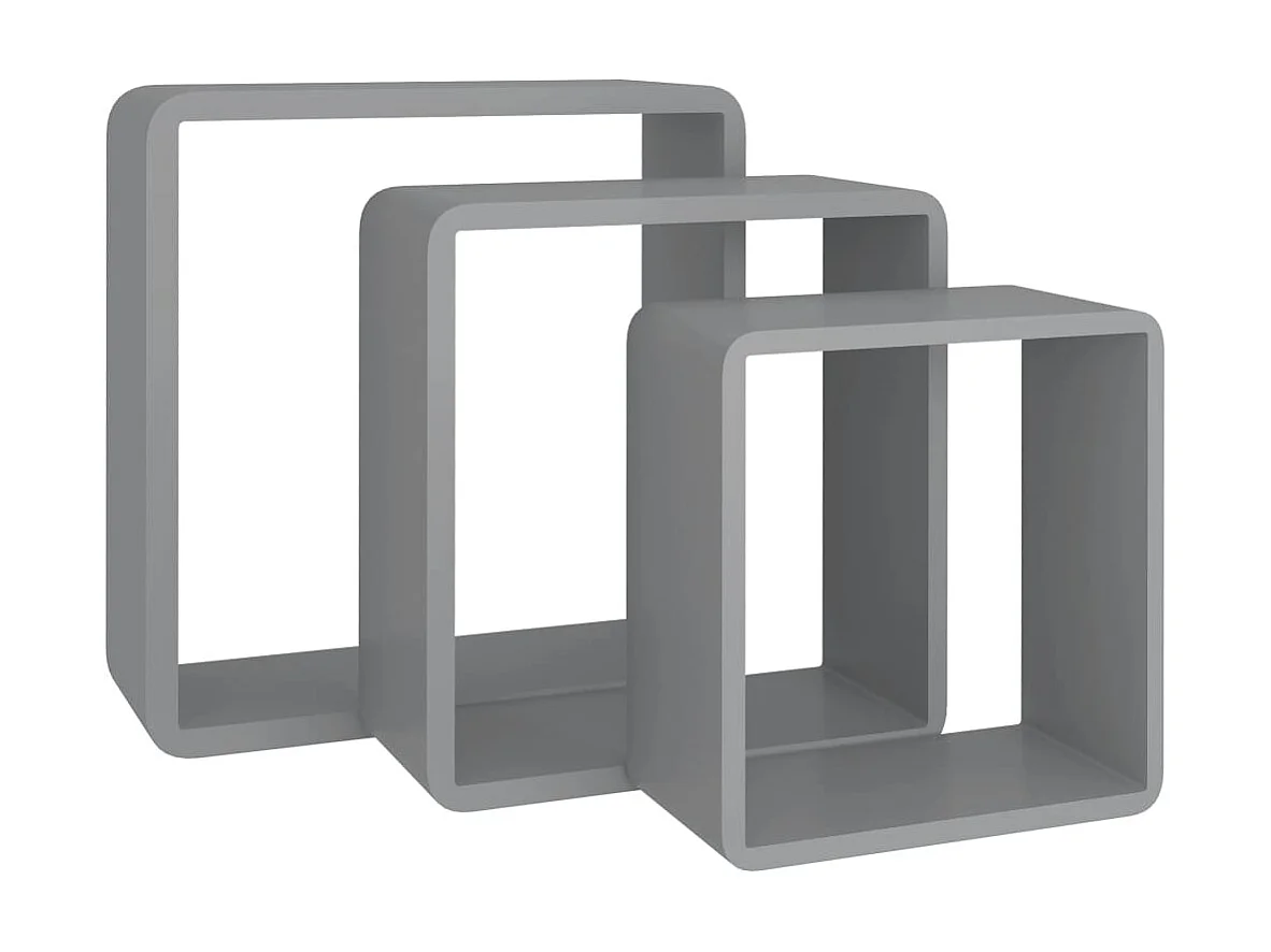 Étagères murales sous forme de cube 3 pcs Gris MDF OFR84495 BonneVie Meuble