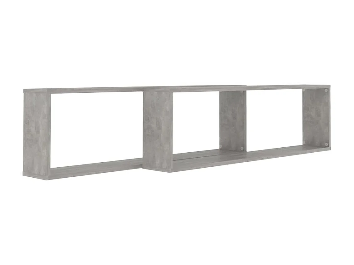Étagères cube murales 2 pcs Gris béton 100x15x30 cm Aggloméré OFR65269 BonneVie Meuble