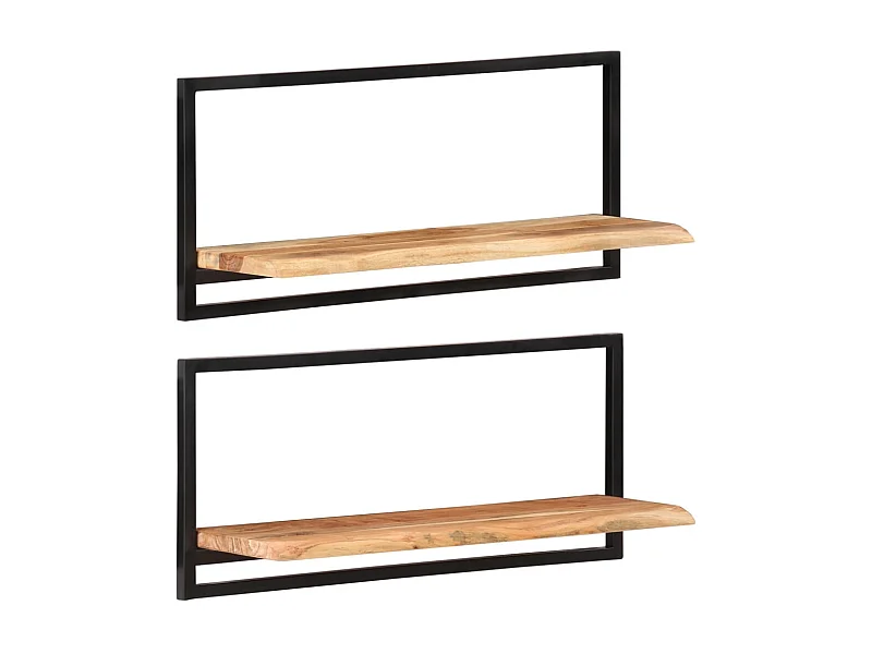 Estantes de pared 2 unidades madera maciza acacia 80x25x35 cm ES55414
