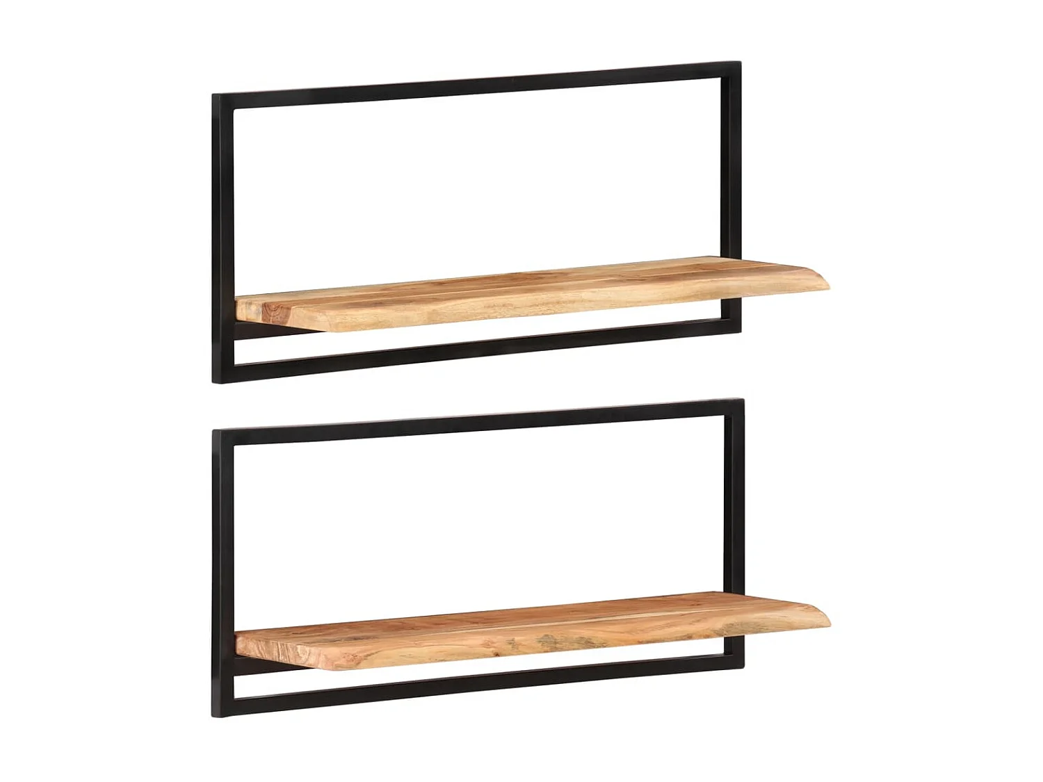 Étagères murales 2 pcs 80x25x35 cm Bois d'acacia et acier OFR41038 BonneVie Meuble