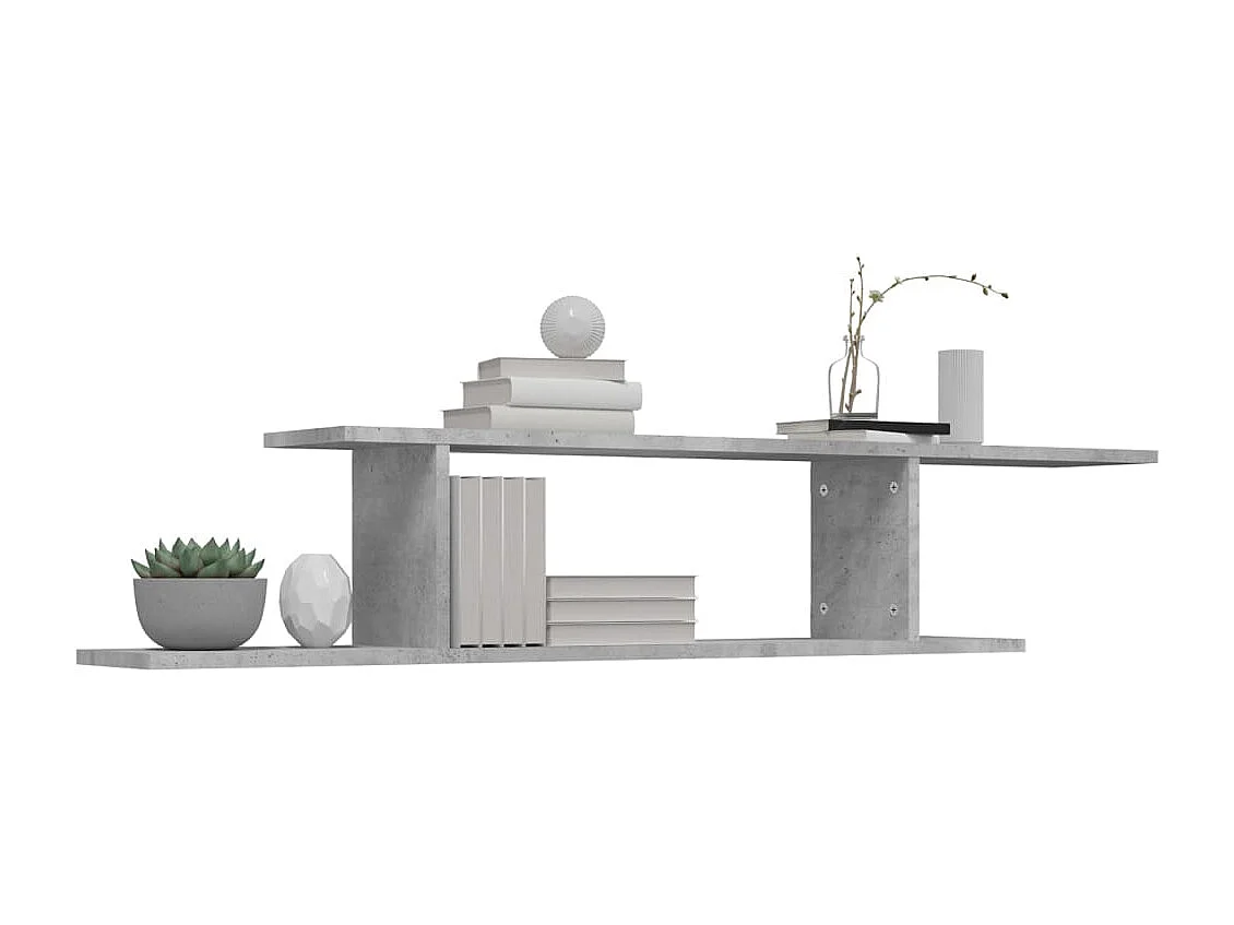 Étagère TV murale Gris béton 125x18x23 cm Aggloméré OFR77975 BonneVie Meuble