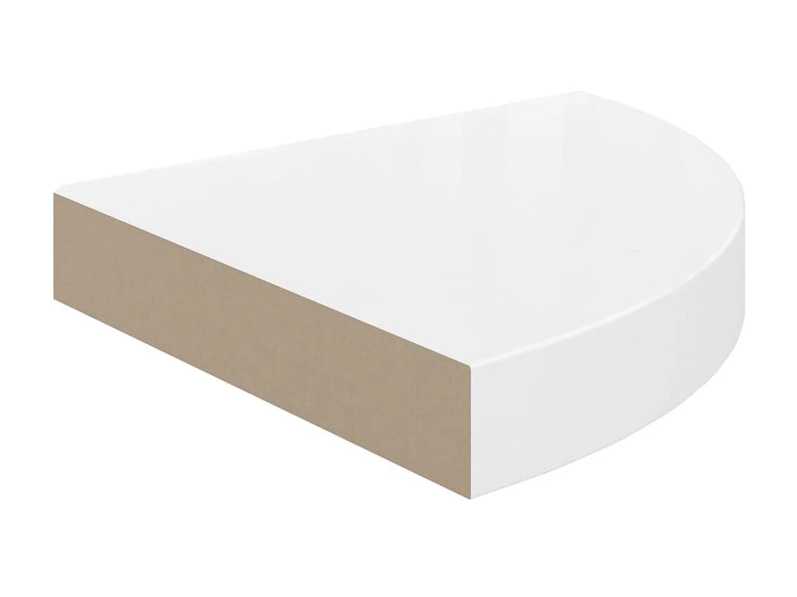 Étagères d'angle murales 2pcs blanc brillant 25x25x3,8cm MDF OFR53970 BonneVie Meuble