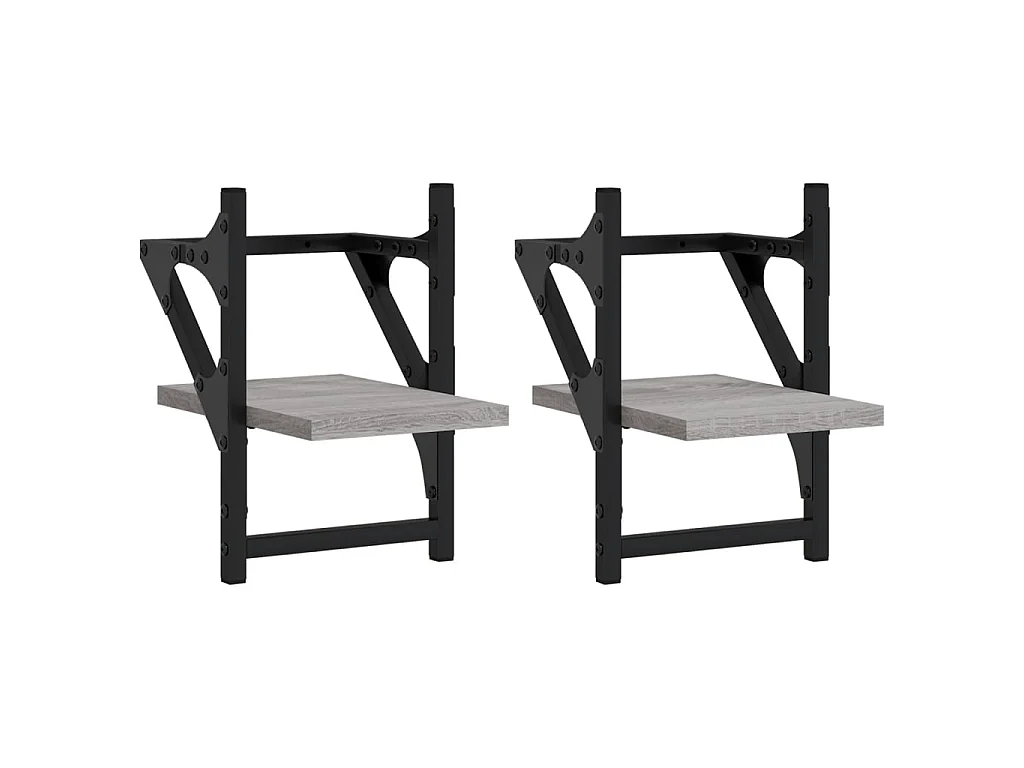 Étagères murales avec barres 2 pcs sonoma gris 20x25x30 cm OFR94773 BonneVie Meuble