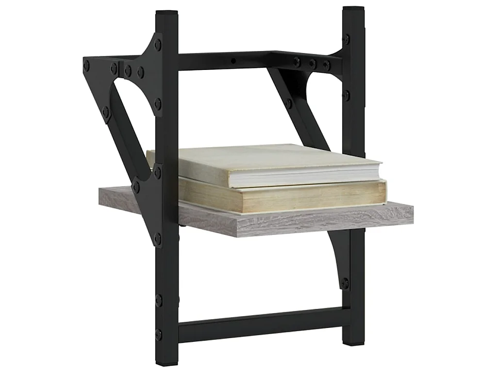Étagères murales avec barres 2 pcs sonoma gris 20x25x30 cm OFR94773 BonneVie Meuble