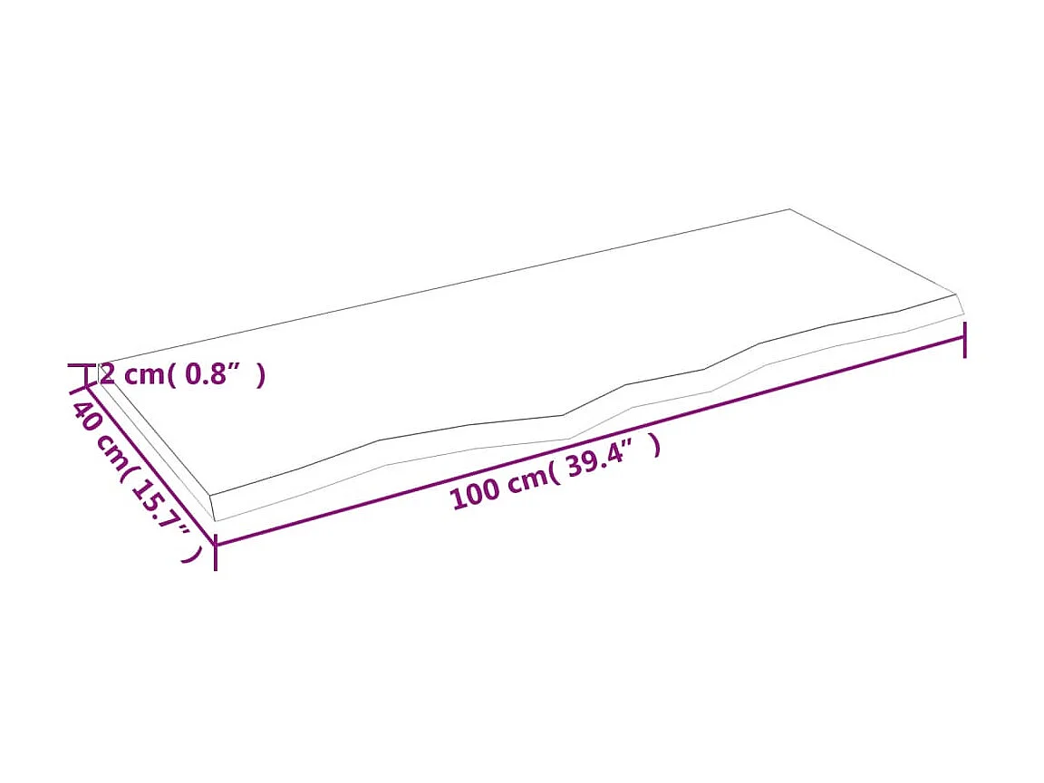 Étagère murale 100x40x2 cm bois de chêne massif non traité OFR56273 BonneVie Meuble