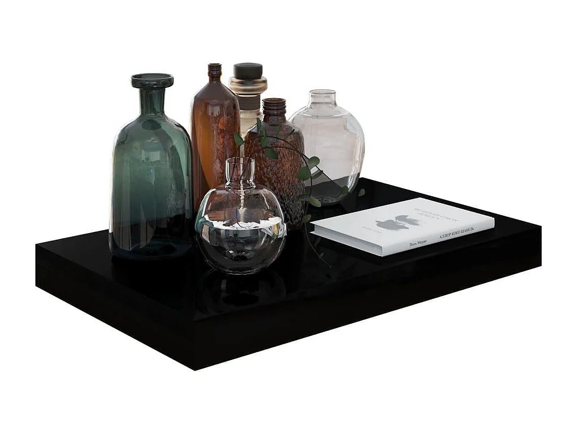 Estante de pared de pared 2 uds MDF negro brillo 40x23x3,8 cm ES65925