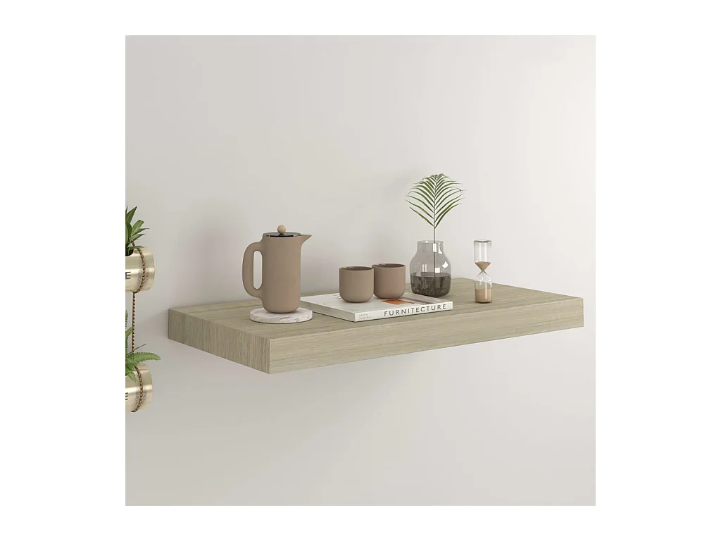 Étagère murale murale chêne 50x23x3,8 cm MDF OFR97427 BonneVie Meuble