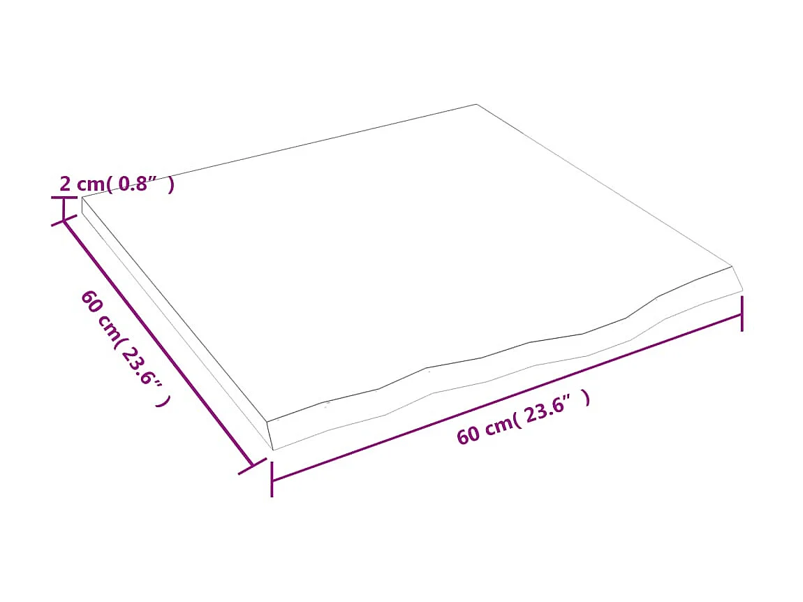 Étagère murale marron clair 60x60x2 cm bois chêne massif traité OFR70809 BonneVie Meuble