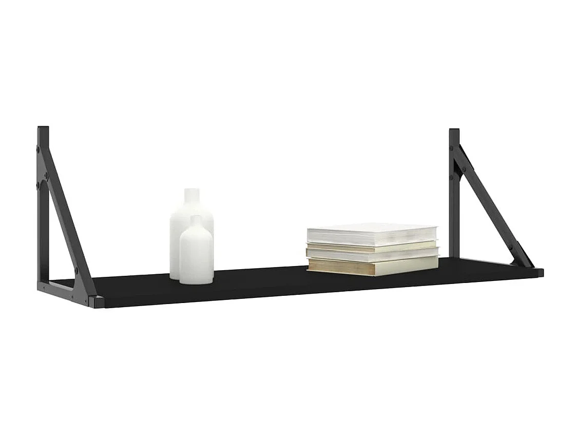 Étagères murales 2 pcs noir 80x25x25,5 cm bois d'ingénierie OFR12735 BonneVie Meuble
