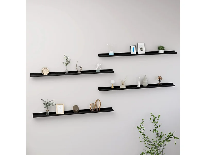 Prateleiras de parede 4 pcs 115x9x3 cm preto PT822344