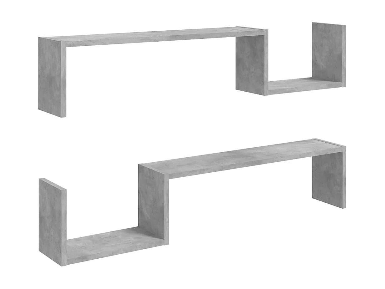 Étagères murales 2 pcs Gris béton 100x15x20 cm Aggloméré OFR32593 BonneVie Meuble