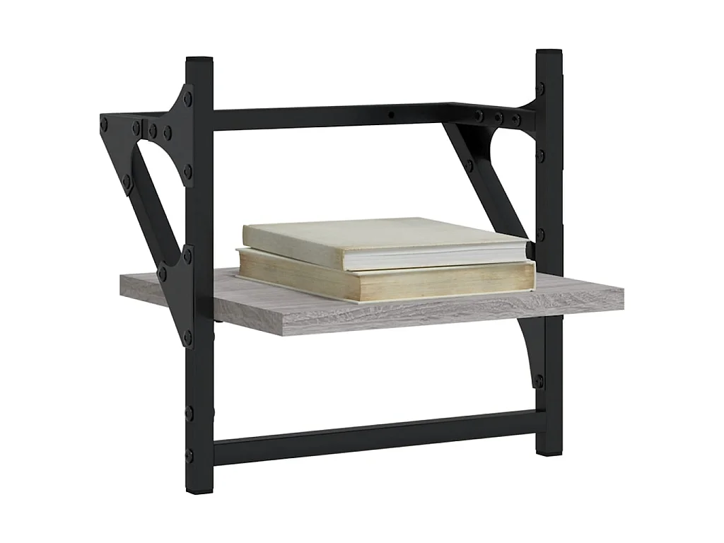Étagères murales avec barres 2 pcs sonoma gris 30x25x30 cm OFR82133 BonneVie Meuble