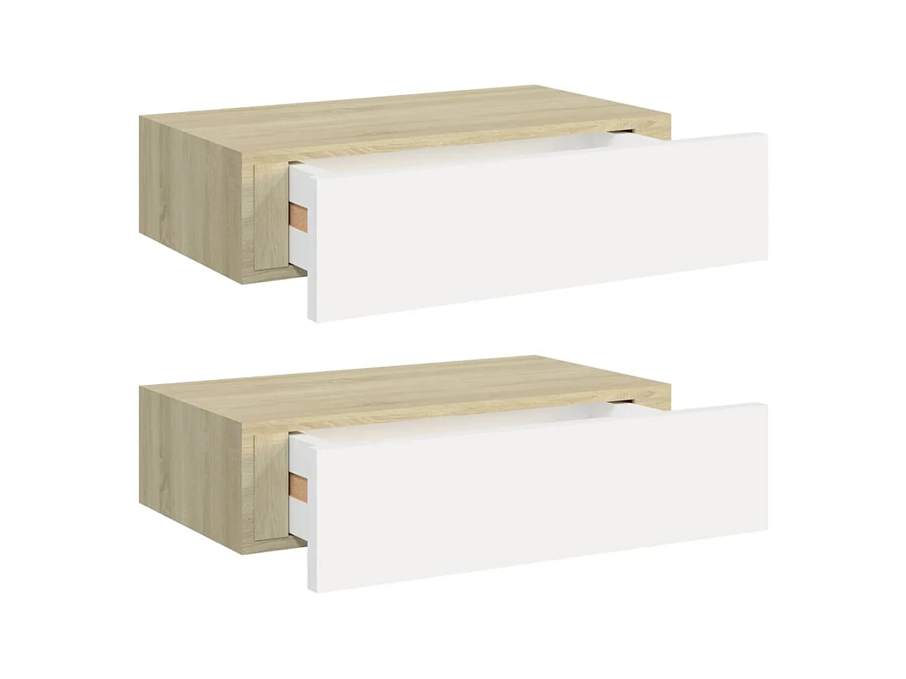 Étagères à tiroir murales 2 pcs Chêne et blanc 40x23,5x10cm MDF OFR63249 BonneVie Meuble