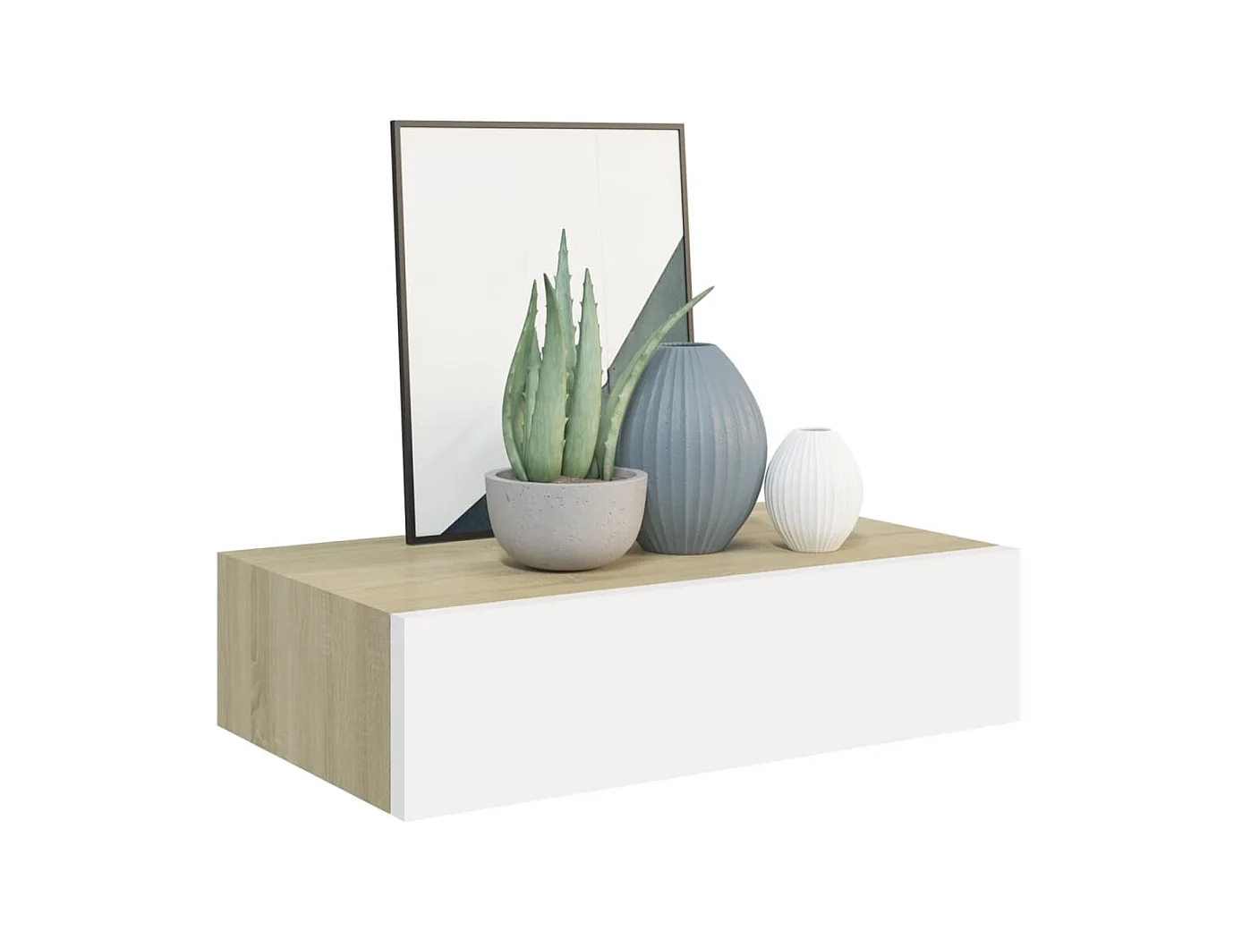 Étagères à tiroir murales 2 pcs Chêne et blanc 40x23,5x10cm MDF OFR63249 BonneVie Meuble