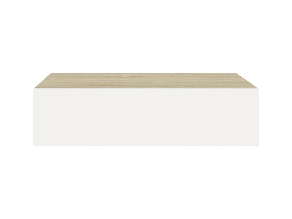 Étagères à tiroir murales 2 pcs Chêne et blanc 40x23,5x10cm MDF OFR63249 BonneVie Meuble