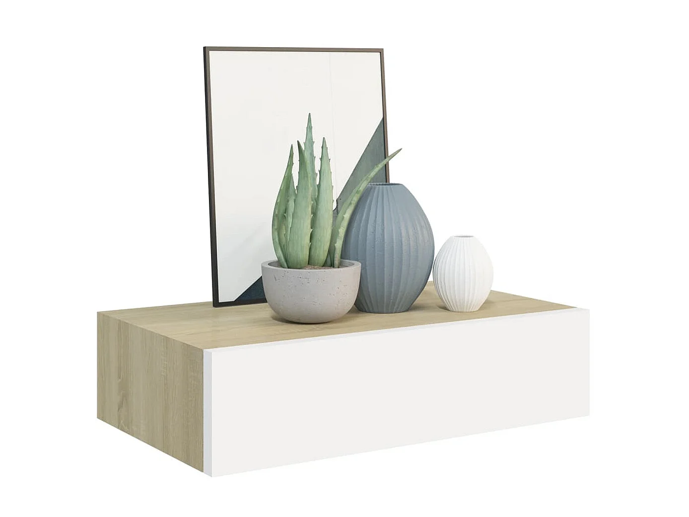Wandschappen 2 st met lade 40x23,5x10 cm MDF eikenkleur en wit NL226980