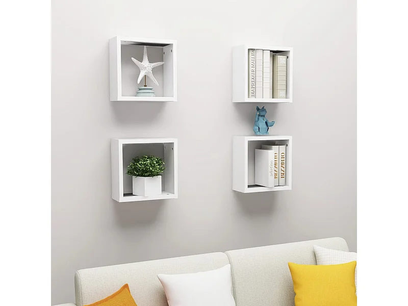 Wandschappen kubus 4 st 30x15x30 cm wit NL145689